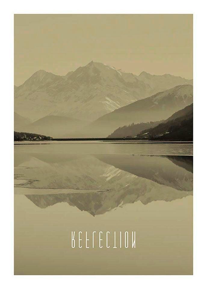 Komar Bild Word Lake Reflection Sand, Natur (1 St), Wandbild zur Dekoration - ohne Rahmen von Komar