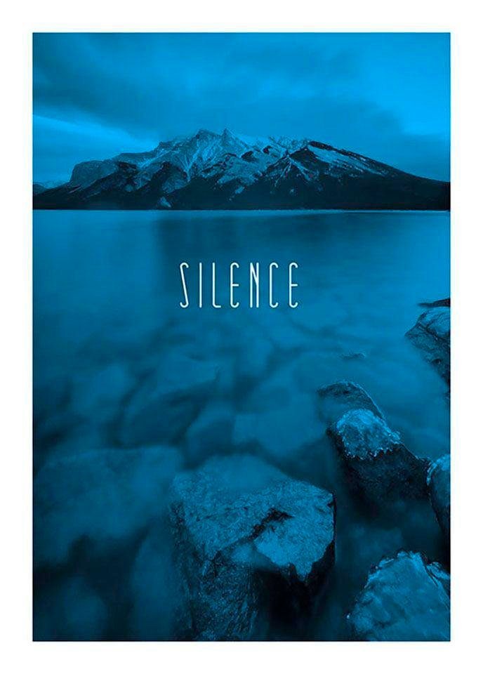 Komar Poster Word Lake Silence Blue, Natur (1 St), Kinderzimmer, Schlafzimmer, Wohnzimmer von Komar