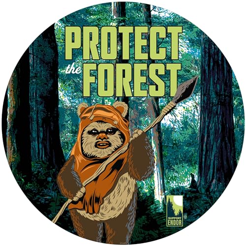 Komar Star Wars DOT runde und selbstklebende Vlies Fototapete - Star Wars Protect the Forest - Ø Durchmesser 125 cm - Ewok, Tapete, Kinderzimmer, Wandtattoo - DD1-015 von Komar