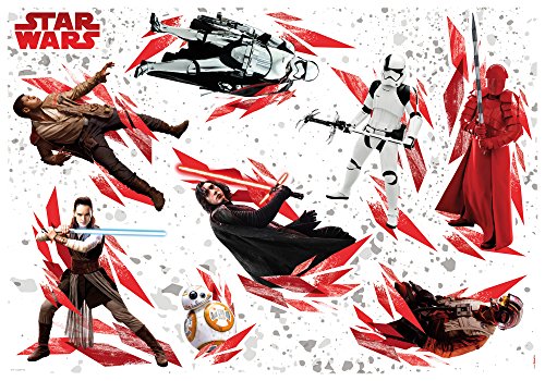 Komar Star Wars Deco-Sticker THE LAST JEDI 100 x 70 cm Wandtattoo, Wandsticker , Wandaufkleber, Wandbild, Rey, BB-8, Fin, Lichtschwert, Kinderzimmer 14727h Bunt von Komar