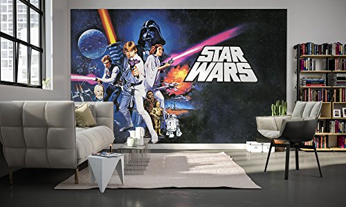 Komar Star Wars Vlies Fototapete | POSTER CLASSIC | 400 x 250 cm | Tapete, Wand Dekoration, Retro, Galaxy, Kinderzimmer | 026-DVD4 von Komar