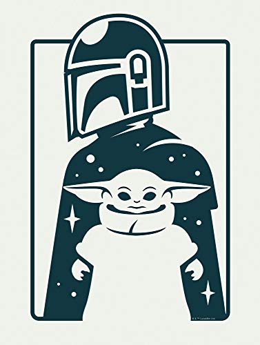 Komar 30 x 40 cm Star Wars Wandbild | Mandalorian The Child and Father | Baby Yoda, Dekoration, Poster, Kunstdruck | Größe Rahmen | WB-SW-002-30x40, Blau, Weiß von Komar
