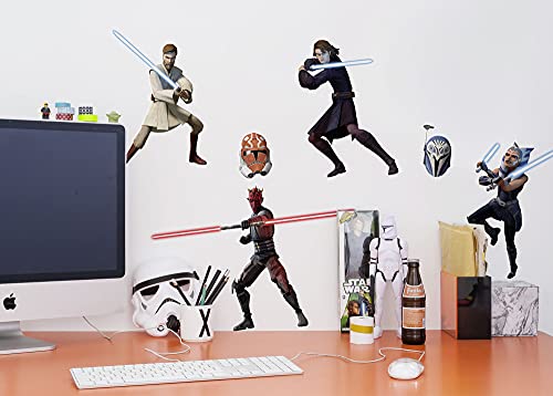 Komar Star Wars Wandtattoo Clone Wars Showdown - 100 x 70 cm (Breite x Höhe) - 6 Teile - Jedi-Ritter, Sith, Klonkrieger, Deco-Sticker, Wandaufkleber, Wandsticker, Wanddeko, Kinderzimmer - 14737h von Komar