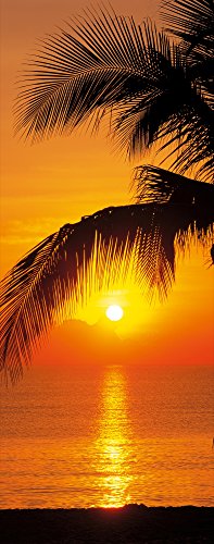 Komar Türtapete "Palmy Beach Sunrise", 92 x 220 cm, 2 Teile von Komar
