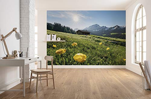 Komar Vlies Fototapete ALPENGLÜCK | Tapete, XXL, Dekoration, Natur, Landschaft, Schlafzimmer, Wohnzimmer, Büro, Flur | Größe 400 x 280 cm (Breite x Höhe) | SHX8-003 von Komar