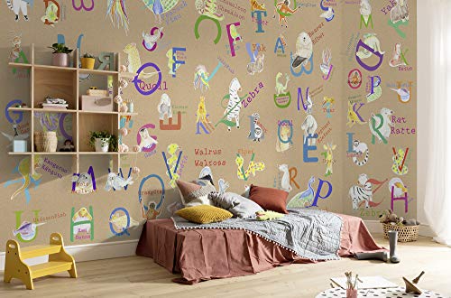 Komar Vlies Fototapete - Animals A-Z - Größe 500 x 250 cm (Breite x Höhe) - Wand Kindertapete Kinderzimmer Tapete Wohnzimmer Tiere ABC Alphabet Schlafzimmer Büro Flur Dekoration Wandbild - P036-VD5 von Komar