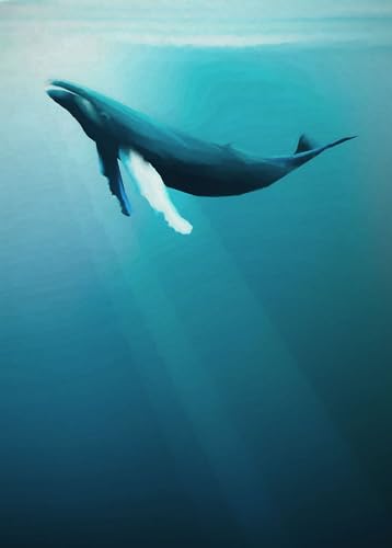Komar Vlies Fototapete - Artsy Humpback Whale - Größe: 200 x 280 cm (Breite x Höhe) - Wal, Buckelwal, Unterwasser, Meeressäuger,inderzimmer, Tapete - IAX4-0045 von Komar