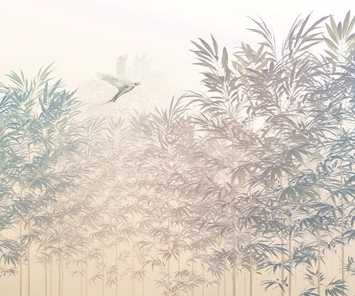 Komar Vlies Fototapete - Bamboo Paradise - Größe: 300 x 250 cm (Breite x Höhe) - Bambus, Tapete, Design, Wohnzimmer, Wanddekoration, Schlafzimmer, Vogel, Blumen, floral - LJX6-034 von Komar