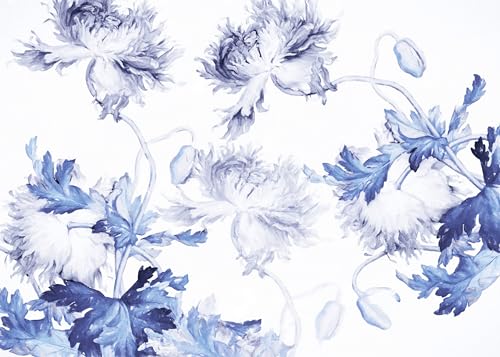 Komar Vlies Fototapete - Blue Silhouettes - Größe 350 x 250 cm, Bahnbreit 50 cm - Tapete, Blumen, Schafzimmer, Wohnzimmer von Komar