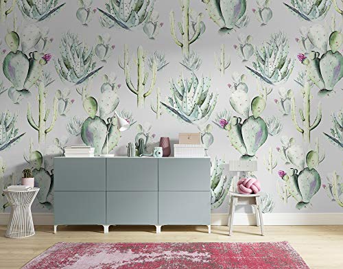 Komar Vlies Fototapete - Cactus Grey - Größe 400 x 250 cm (Breite x Höhe) - Wand Tapete Wohnzimmer CactusSchlafzimmer Büro Flur Dekoration Wandbild - P045B-VD4 von Komar