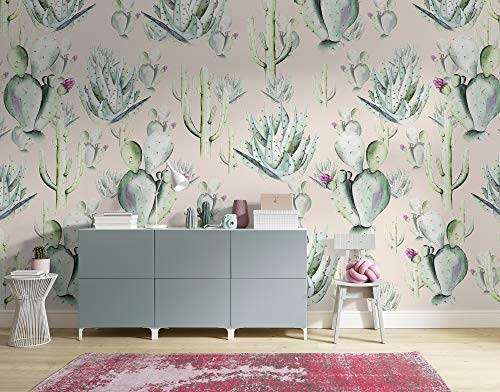 Komar Vlies Fototapete - Cactus Rose - Größe 400 x 250 cm (Breite x Höhe) - Wand Cactus Tapete Wohnzimmer Schlafzimmer Büro Flur Dekoration Wandbild - P045A-VD4 von Komar