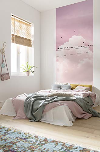 Komar Vlies Fototapete - Cloud Wire Panel - Größe 100 x 250 cm (Breite x Höhe) - Wolken Rosa Himmel Wand Tapete Wohnzimmer Schlafzimmer Büro Flur Dekoration Wandbild - P017-VD1 von Komar