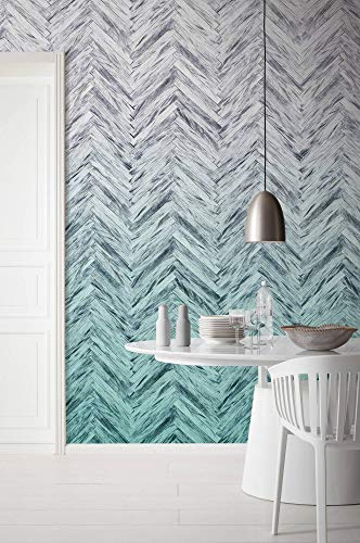 Komar Vlies Fototapete HERRINGBONE MINT, 400 x 250 cm (Breite x Höhe), Tapete, Schlafzimmer, Wohnzimmer, Flur, Design, Dekoration, Wanddeko von Komar