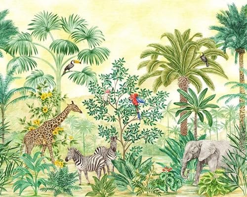 Komar Vlies Fototapete - Jungle Adventure - Größe: 350 x 280 cm (Breite x Höhe) - Dschungel, Regenwald, Kindertapete, Kinderzimmer, Tapete - IAX7-0010 von Komar