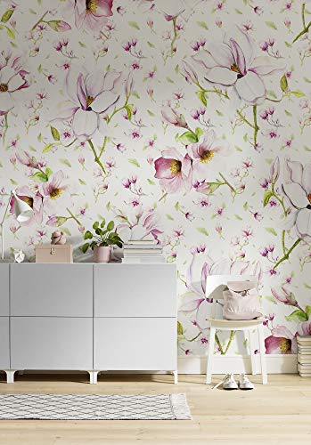 Komar Vlies Fototapete - Magnolia - Größe 200 x 250 cm (Breite x Höhe) - Wand Tapete Wohnzimmer Schlafzimmer Büro Flur Blumen Artdeco Dekoration Wandbild - P043-VD2 von Komar