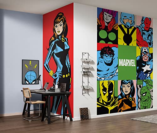 Komar Vlies Fototapete - Marvel PowerUp Team - Größe 150 x 250 cm (Breite x Höhe) - Kinderzimmer, Kindertapete, Tapete von Komar