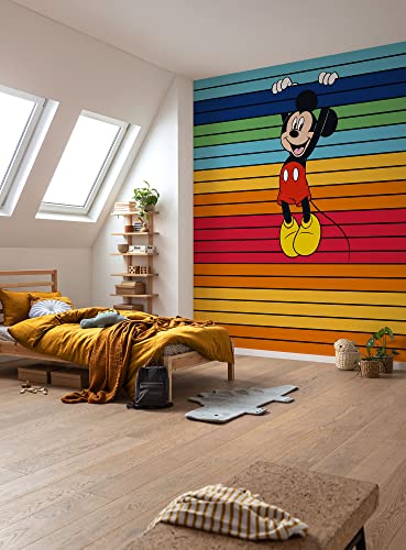 Komar Vlies Fototapete - Mickey Magic Rainbow - Größe 300 x 250 cm (Breite x Höhe) - Disney, Kinderzimmer, Kindertapete, Tapete von Komar