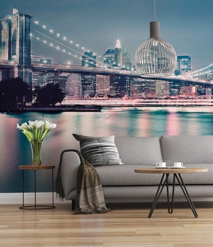 Komar Vlies Fototapete NEON | 300x250 cm | Tapete, Wand Dekoration, New York, Manhattan, Brooklyn Bridge, Schlafzimmer, Wohnzimmer | 731-DV3 Komar Vlies Fototapete NEON | 300x250 cm | Tapete, Wand Dekoration, New York, Manhattan, Brooklyn Bridge, Schlafzimmer, Wohnzimmer | 731-DV3 von Komar