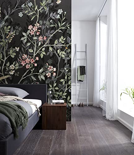 Komar Vlies Fototapete - Nuit Royale - Größe: 200 x 250 cm (Breite x Höhe) - Blumenranke, Vogel, Tapete, Design, Wohnzimmer, Wanddekoration, Schlafzimmer, Blumen, floral - LJX4-014 von Komar