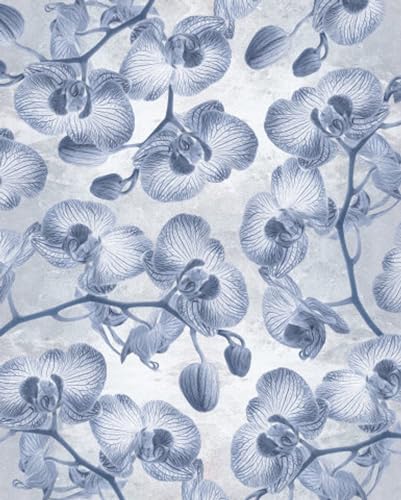 Komar Vlies Fototapete - Orchidée - Größe: 200 x 250 cm (Breite x Höhe) - Orchidee, blau, Tapete, Design, Wohnzimmer, Wanddekoration, Schlafzimmer, Blumen, floral - LJX4-022 von Komar
