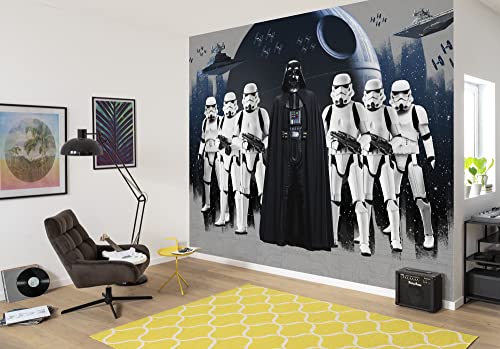 Komar Vlies Fototapete - Star Wars The Dark Side - Größe 368 x 248 cm, 4 Teile inklusive Kleister - Tapete, Wohnzimmer, Schlafzimmer, Schwarz, Weiß von Komar