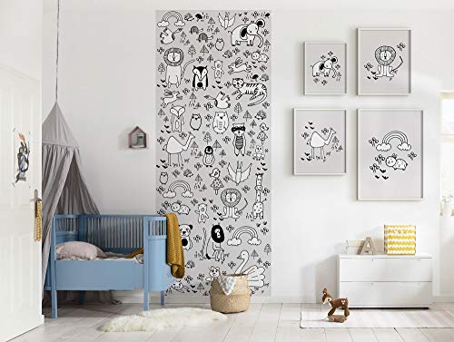 Komar Vlies Fototapete - Scribble Park Panel - Größe 100 x 250 cm (Breite x Höhe) - Wand Tapete Wohnzimmer Schlafzimmer Büro Flur Dekoration Wandbild - P104-VD1 von Komar