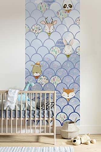 Komar Vlies Fototapete - Shelly Bluewave Panel - Größe 100 x 250 cm (Breite x Höhe) - Kinderzimmer Kindertapte Blau Wand Tapete Wohnzimmer Schlafzimmer Büro Flur Dekoration Wandbild - P037B-VD1 von Komar