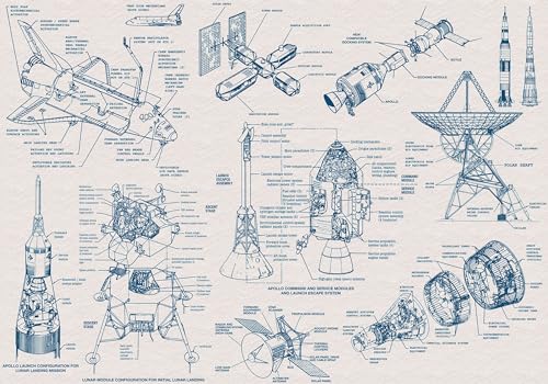 Komar Vlies Fototapete - Spacecraft Architecture - Größe: 400 x 280 cm (Breite x Höhe) - Weltraum, Rakete, Radar, Raumstation, Kinderzimmer, Tapete - IAX8-0016 von Komar