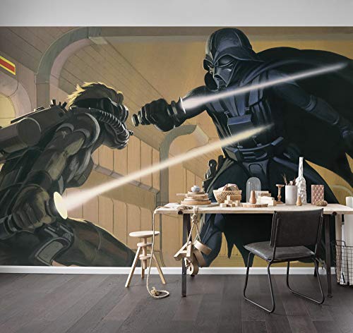 Komar Vlies Fototapete Star Wars Classic RMQ Vader vs Luke | Größe: 500 x 250 cm (Breite x Höhe), Bahnbreite 50 cm | Tapete, Wandbild, Dekoration, Kinderzimmer, | DX10-066, gelb, braun von Komar