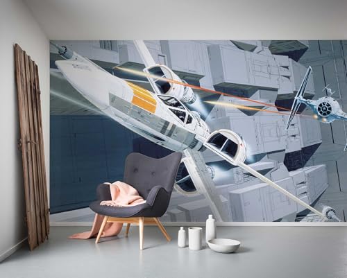 Komar Vlies Fototapete Star Wars Classic RMQ X-Wing vs TIE-Fighter | Größe: 500 x 250 cm (Breite x Höhe), Bahnbreite 50 cm | Tapete, Wandbild, Dekoration, Kinderzimmer, | DX10-067, bunt von Komar
