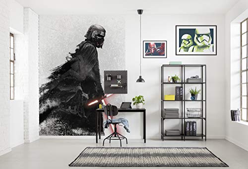 Komar Vlies Fototapete Star Wars Kylo Vader Shadow | Größe: 200 x 280 cm (Breite x Höhe), Bahnbreite 50 cm | Tapete, Wandbild, Dekoration, Wandbelag, Kinderzimmer, | DX4-074, schwarz, weiß von Komar