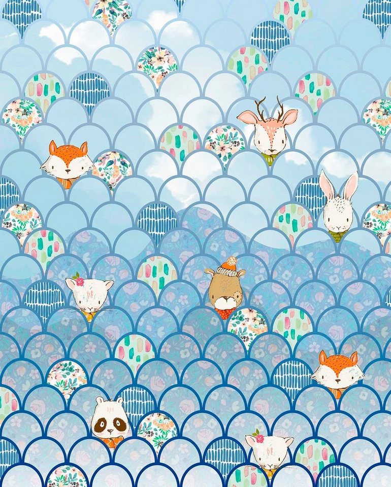 Komar Vliestapete Digitaldruck Vlies - Shelly Bluewave - Größe 200 x 250 cm, glatt, bedruckt, (1 St), Wohnzimmer, Schlafzimmer Komar Vliestapete Digitaldruck Vlies - Shelly Bluewave - Größe 200 x 250 cm, glatt, bedruckt, (1 St), Wohnzimmer, Schlafzimmer von Komar