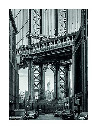 Komar Wandbild | Brooklyn Bridge | Poster, Bild, Wohnzimmer, Schlafzimmer, Dekoration, Kunstdruck | ohne Rahmen | P123-30x40 | Größe: 30 x 40 cm (Breite x Höhe), Schwarz, Weiß, Grau von Komar