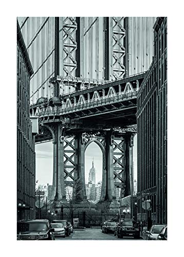 Komar Wandbild | Brooklyn Bridge | Poster, Bild, Wohnzimmer, Schlafzimmer, Dekoration, Kunstdruck | ohne Rahmen | P123-50x70 | Größe: 50 x 70 cm (Breite x Höhe), Schwarz, Weiß, Grau von Komar