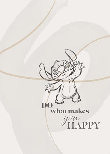 Komar Wandbild- Disney Lilo and Stitch Do What Makes You Happy - Größe 50 x 70 cm - Poster, Kinderzimmer, Dekoration - gerollt ohne Rahmen, Beige,Grau von Komar