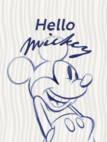 Komar Wandbild- Disney Mickey Mouse Hello - Größe 30 x 40 cm - Poster, Kinderzimmer, Dekoration - gerollt ohne Rahmen, Blau,Grau von Komar