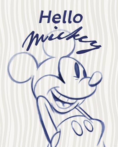 Komar Wandbild- Disney Mickey Mouse Hello - Größe 40 x 50 cm - Poster, Kinderzimmer, Dekoration - gerollt ohne Rahmen, Blau,grau von Komar