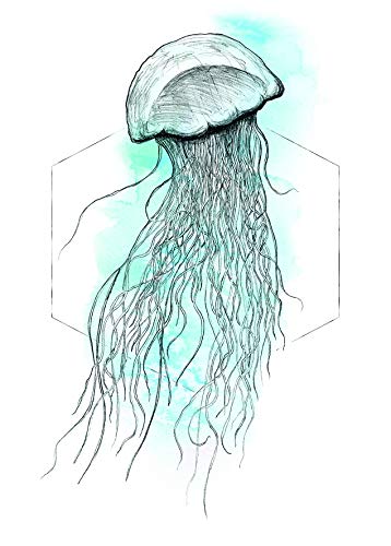 Komar Wandbild | Jellyfish Watercolor | Poster, Bild, Wohnzimmer, Schlafzimmer, Dekoration, Kunstdruck | ohne Rahmen | P078B-50x70 | Größe: 50 x 70 cm (Breite x Höhe) von Komar