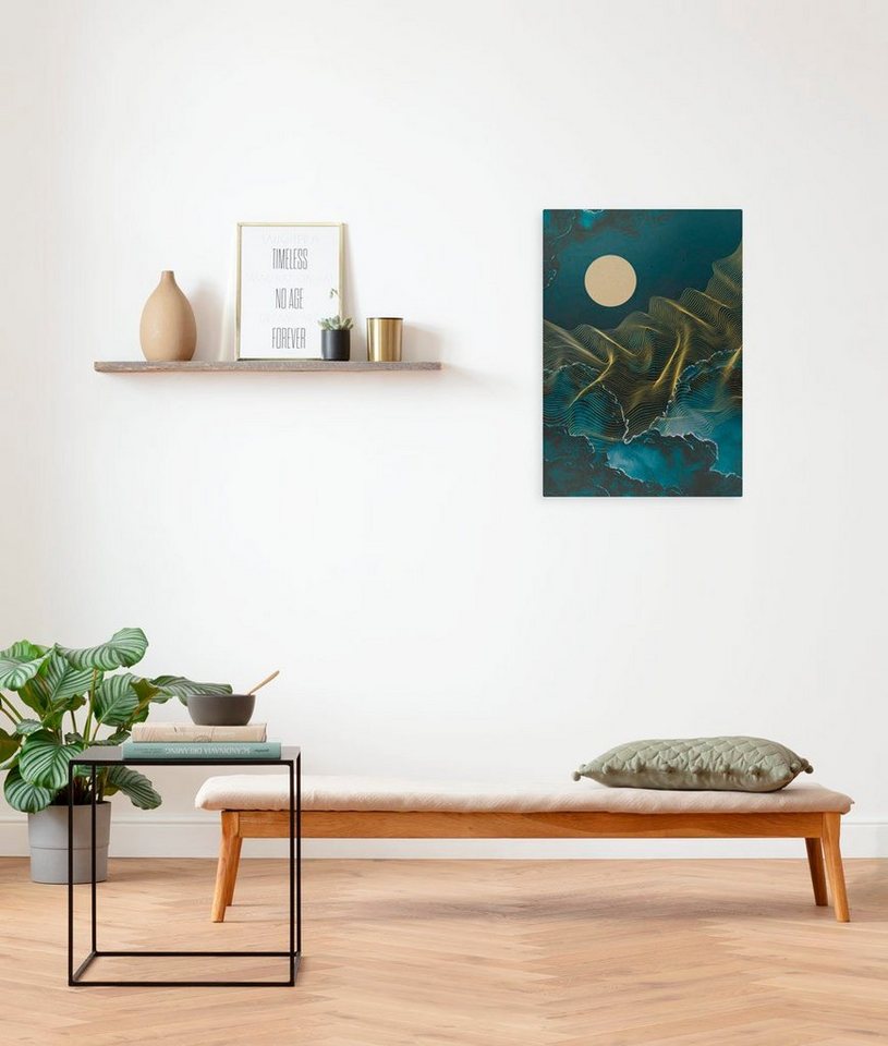 Komar Leinwandbild Moon Waves - Größe 40 x 60 cm, Natur (1 St), Keilrahmenbild mi Echtholzrahmen von Komar