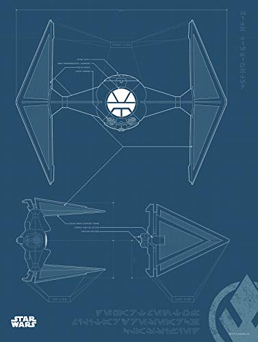 Komar Wandbild | Star Wars Blueprint Sith TIE-Fighter | Kinderzimmer, Jugendzimmer, Dekoration, Kunstdruck | ohne Rahmen | WB178-30x40 | Größe: 30 x 40 cm (Breite x Höhe) von Komar