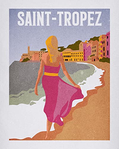 Komar Wandbild - Vintage Travel Saint-Tropez - Größe: 40 x 50 cm - Poster, Kunstdruck, Dekoration, Wohnzimmer, Schlafzimmer von Komar