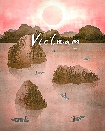 Komar Wandbild - Vintage Travel Vietnam - Größe: 40 x 50 cm - Poster, Kunstdruck, Dekoration, Wohnzimmer, Schlafzimmer von Komar