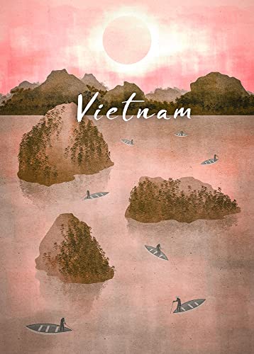 Komar Wandbild - Vintage Travel Vietnam - Größe: 50 x 70 cm - Poster, Kunstdruck, Dekoration, Wohnzimmer, Schlafzimmer von Komar