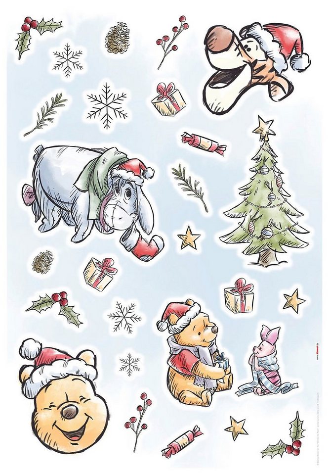 Komar Wandtattoo Winnie the Pooh Christmas - Größe 50 x 70 cm, selbstklebend, Wandsticker, Kinderzimmer von Komar