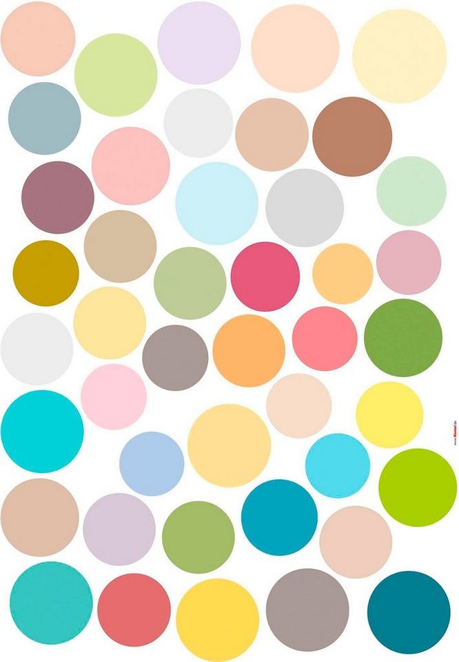 Komar Wandtattoo Dots - Größe 50 x 70 cm, selbstklebend, Wandsticker von Komar