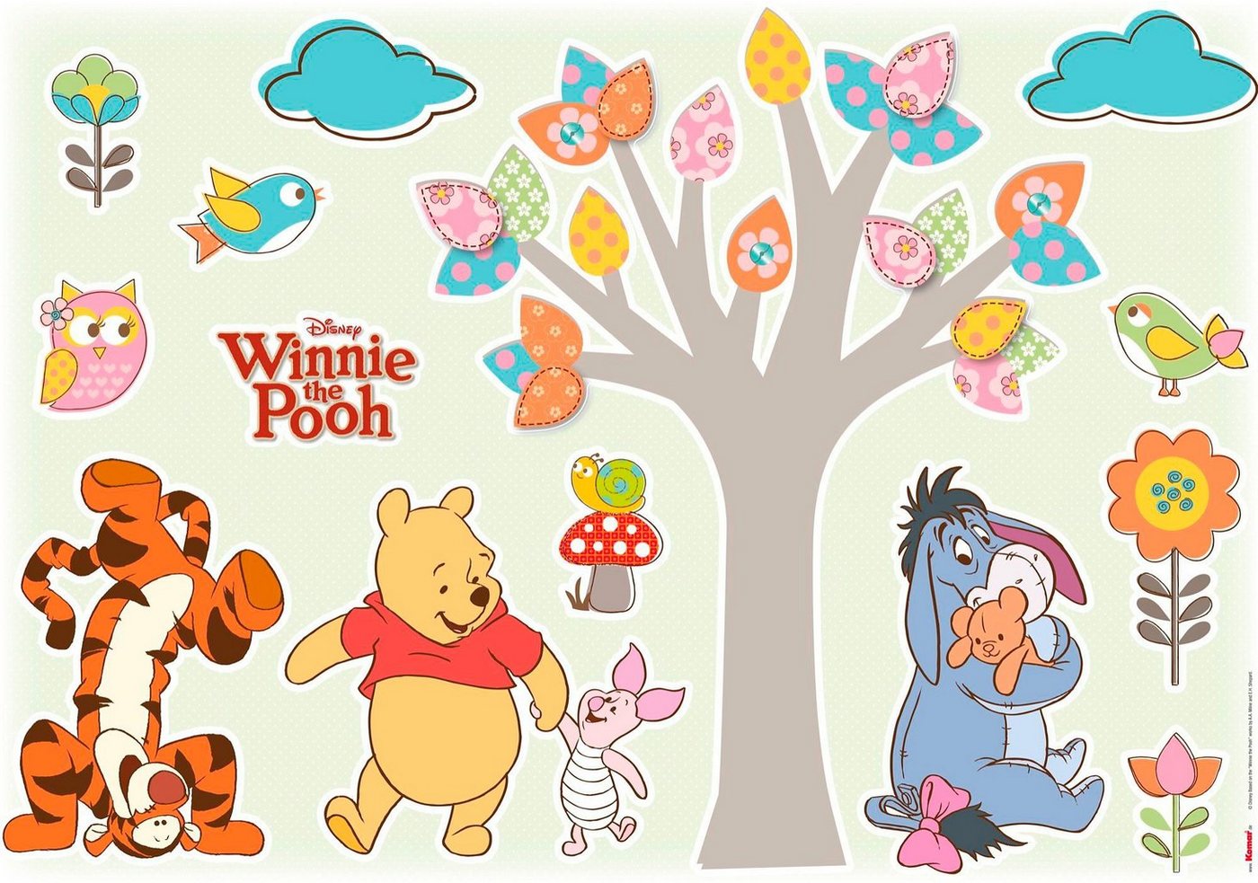 Komar Wandtattoo Winnie Pooh Nature Lovers (14 St), 50x70 cm (Breite x Höhe), selbstklebendes Wandtattoo von Komar