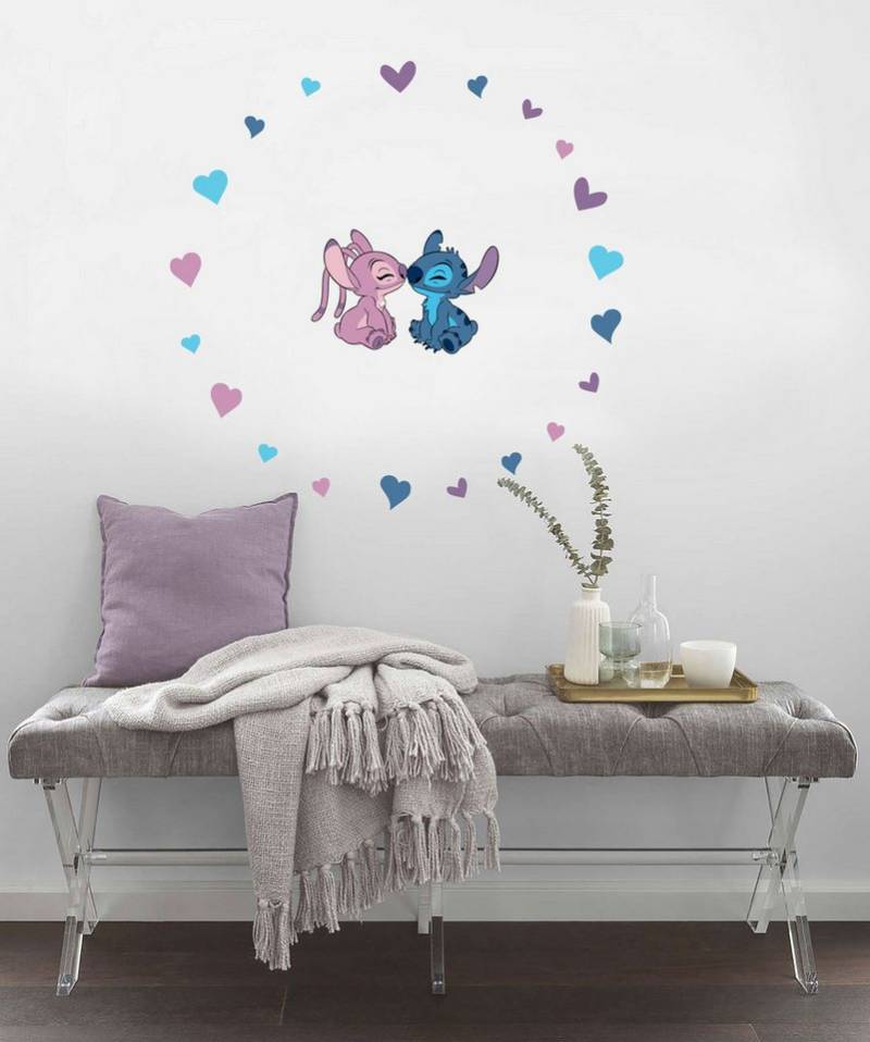 Komar Wandtattoo Stitch and Angel Cutie - Größe 50 x 70 cm (22 St), Künstler: Komar, selbstklebend, Wandsticker, Kinderzimmer von Komar