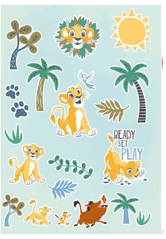 Komar Wandtattoo Lion King Palmtrees - Größe 50 x 70 cm (34 St), selbstklebend, Wandsticker, Kinderzimmer von Komar