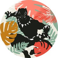 Komar Wandtattoo "selbstklebendes Vlies, Winter Tropics Black Panther, Gr. 125 x 125 cm", (1 St.), rund und selbstklebend von Komar