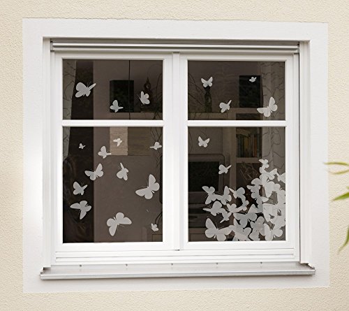Komar | Window-Sticker SCHMETTERLINGE | Größe 31 x 31 cm, 2 Bogen | Fensterdeko, Fenstersticker, Fensterfolie, Silhouette, Abstrakt, Fensteraufkleber | 16004 von Komar
